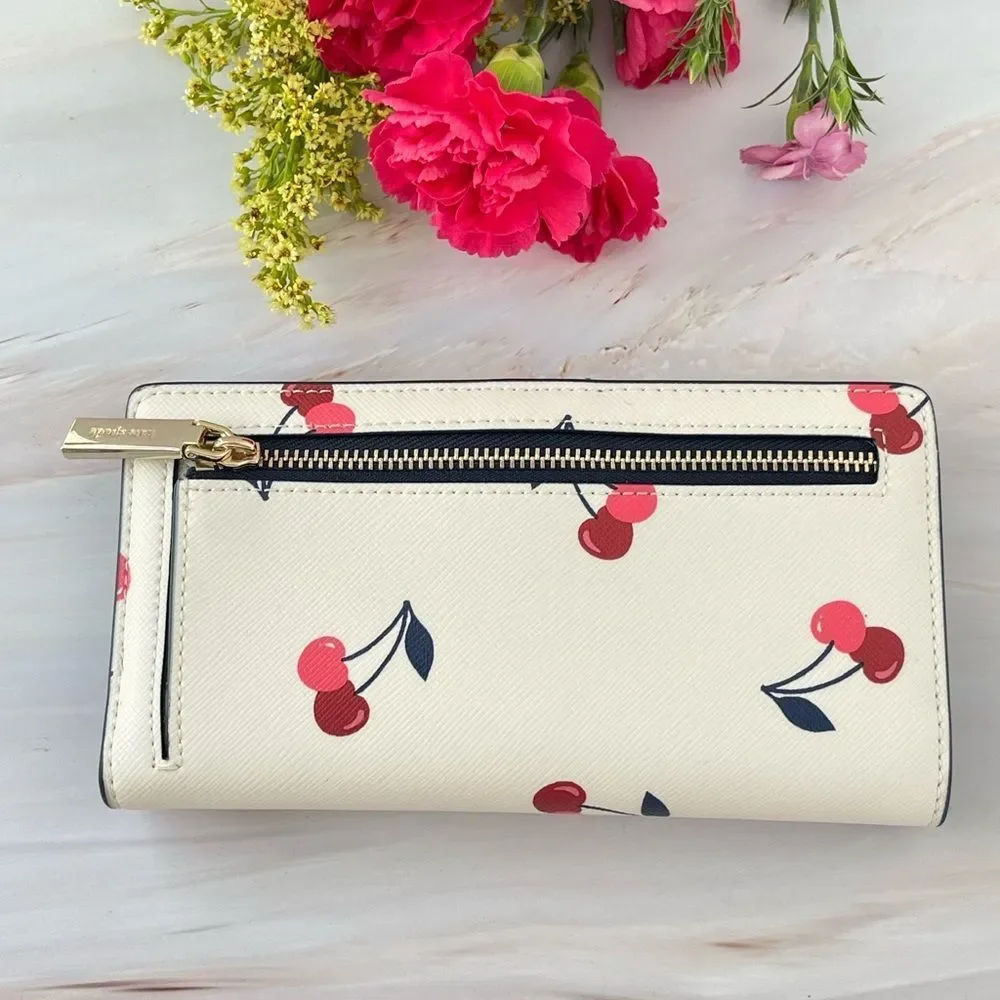 Kate spade dancing cherry darci Stacy slim bifold wallet NEW - Picture 2 of 4